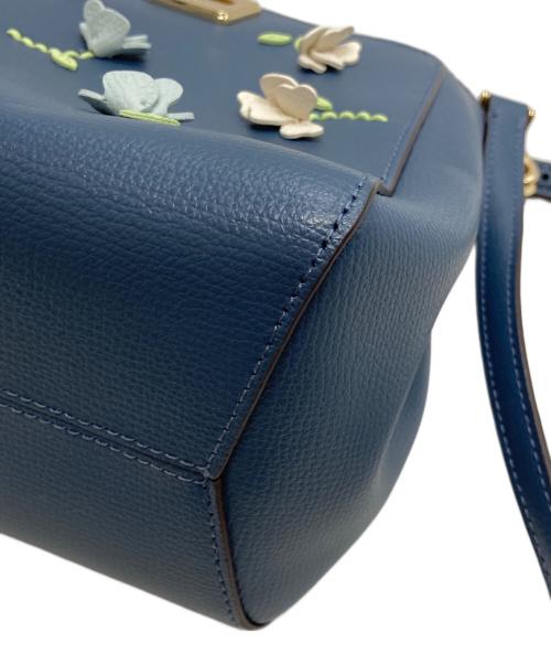 Kate Spade（ケイトスペード）Kate Spade (ケイトスペード) フローラル アップリケ スモール トップ ハンドル サッチェル ネイビーの古着・服飾アイテム