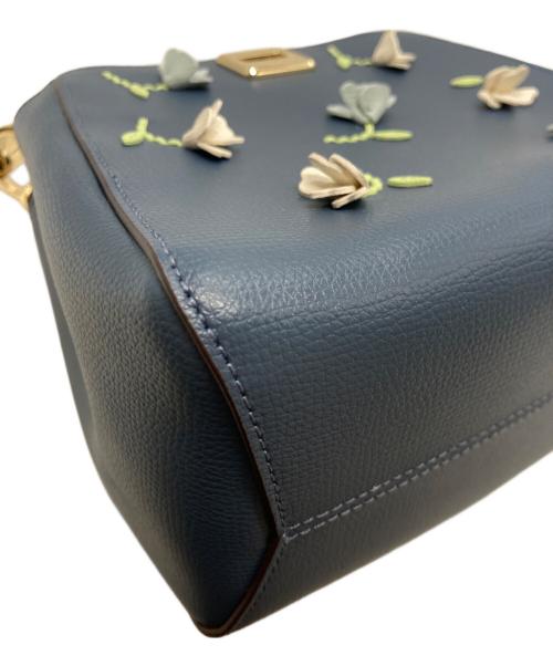 Kate Spade（ケイトスペード）Kate Spade (ケイトスペード) フローラル アップリケ スモール トップ ハンドル サッチェル ネイビーの古着・服飾アイテム