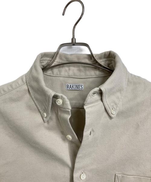 RAKINES（ラキネス）RAKINES (ラキネス) Cotton work flannel B.D. shirt コットン ワーク フランネル ボタンダウン シャツ　長袖シャツ　日本製　 アイボリー サイズ:3の古着・服飾アイテム