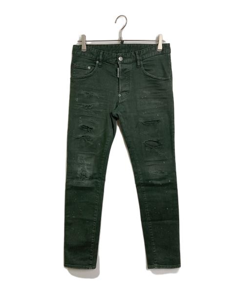 DSQUARED2（ディースクエアード）DSQUARED2 (ディースクエアード) Skater Jean スケーター ジーンズ ダメージジーンズ グリーン サイズ:44の古着・服飾アイテム