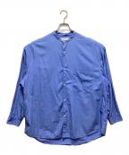 Graphpaperグラフペーパー）の古着「Broad L/S Oversized Band Collar Shirt」｜ブルー