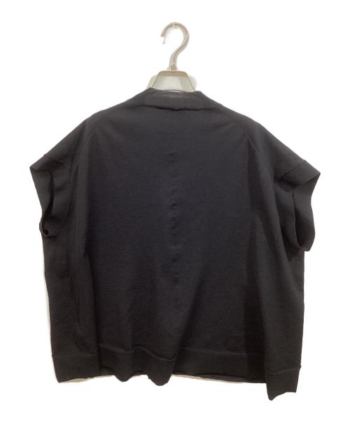BEARDSLEY（ビアズリー）BEARDSLEY (ビアズリー) 半袖ポンチョカーディガン ブラック サイズ:Freeの古着・服飾アイテム