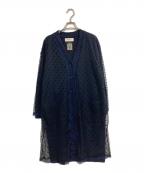 MUVEILミュベール）の古着「Tulle & Wool Knit Cardigan」｜ネイビー