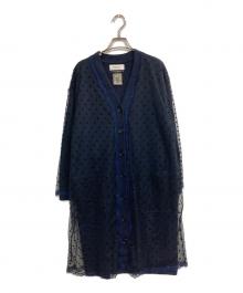 MUVEIL（ミュベール）の古着「Tulle & Wool Knit Cardigan」｜ネイビー