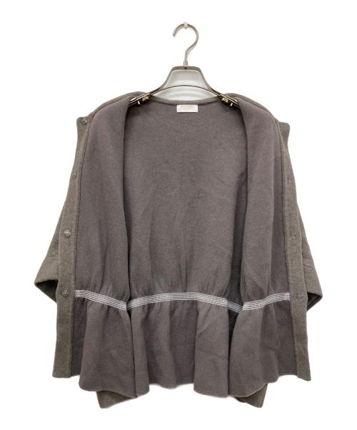 BALLSEY（ボールジィ）BALLSEY (ボールジィ) ダブルフェイスフォックスウエストギャザーカーディガン ブラウン サイズ:Sの古着・服飾アイテム