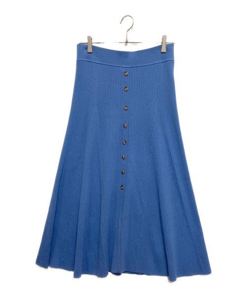POLO RALPH LAUREN（ポロ・ラルフローレン）POLO RALPH LAUREN (ポロ・ラルフローレン) フロントボタンリブニットスカート ブルー サイズ:L 未使用品の古着・服飾アイテム