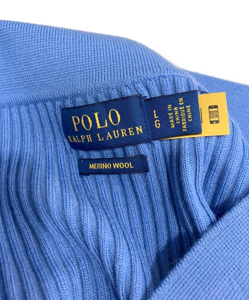 POLO RALPH LAUREN（ポロ・ラルフローレン）POLO RALPH LAUREN (ポロ・ラルフローレン) フロントボタンリブニットスカート ブルー サイズ:L 未使用品の古着・服飾アイテム