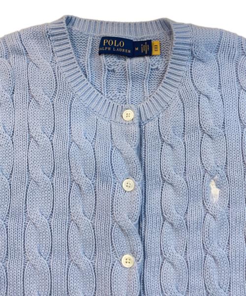 POLO RALPH LAUREN（ポロ・ラルフローレン）POLO RALPH LAUREN (ポロ・ラルフローレン) ケーブルニットカーディガン ライトブルー サイズ:Mの古着・服飾アイテム