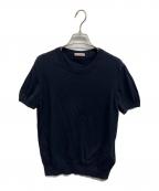 MONCLERモンクレール）の古着「maglia tricot girocollo半袖ニット」｜ネイビー