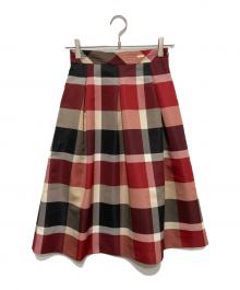 BLUE LABEL CRESTBRIDGE（ブルーレーベルクレストブリッジ）の古着「チェックフレアスカート」｜レッド