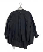 mizuiro-indミズイロインド）の古着「ピンタックパフスリーブフレアシャツ」｜ブラック