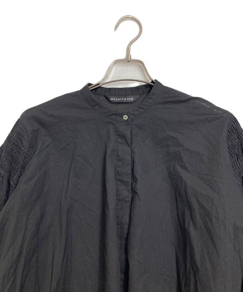 mizuiro-ind（ミズイロインド）mizuiro-ind (ミズイロインド) ピンタックパフスリーブフレアシャツ ブラック サイズ:FREEの古着・服飾アイテム