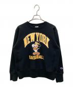 Champion REVERSE WEAVE×DISNEYチャンピオン リバース ウィーブ×ディズニー）の古着「ミッキープリントクルーネックスウェット」｜ブラック