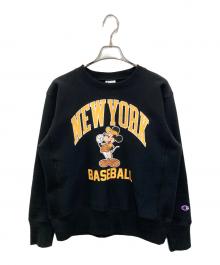 Champion REVERSE WEAVE×DISNEY（チャンピオン リバース ウィーブ×ディズニー）の古着「ミッキープリントクルーネックスウェット」｜ブラック
