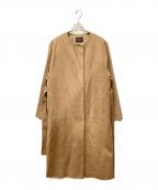 TOMORROW LAND collectionトゥモローランドコレクション）の古着「ピュアカシミヤ ノーカラーコート」｜ブラウン