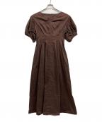 ELENDEEKエレンディーク）の古着「フォルムスリーブウエストタックワンピース」｜ブラウン