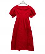 ELENDEEKエレンディーク）の古着「フォルムスリーブウエストタックワンピース」｜レッド
