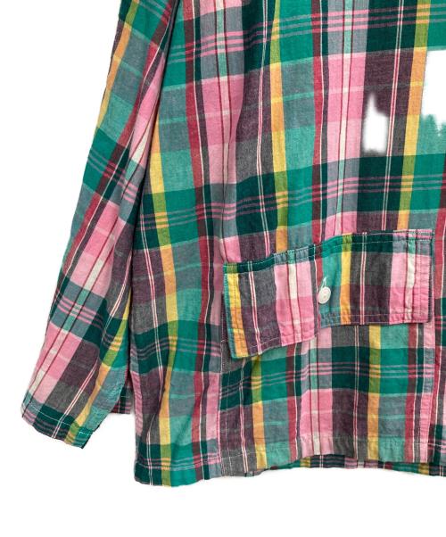 SPELL BOUND（スペルバウンド）SPELL BOUND (スペルバウンド) インドマドラス フードシャツ グリーン サイズ:2の古着・服飾アイテム