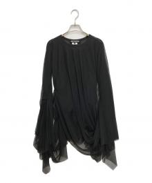 JUNYA WATANABE COMME des GARCONS（ジュンヤワタナベ コムデギャルソン）の古着「シャーリングドレープブラウス」｜ブラック