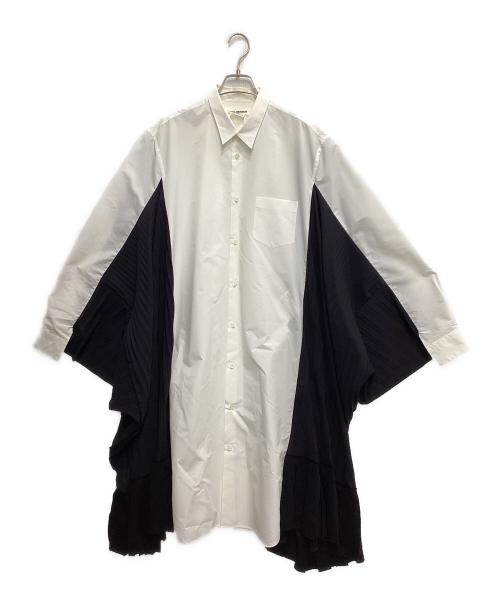 JUNYA WATANABE COMME des GARCONS（(ジュンヤワタナベ コムデギャルソン）JUNYA WATANABE COMME des GARCONS ((ジュンヤワタナベ コムデギャルソン) Pleats blouse(プリーツブラウス) ホワイト×ブラック サイズ:XSの古着・服飾アイテム