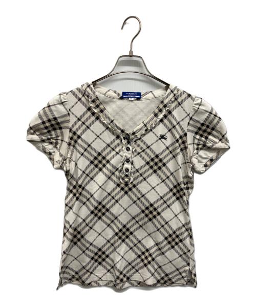 BURBERRY BLUE LABEL（バーバリー ブルー レーベル）BURBERRY BLUE LABEL (バーバリー ブルー レーベル) BURBERRY BLUE LABEL　ヘンリーネックTシャツ ホワイト サイズ:38の古着・服飾アイテム