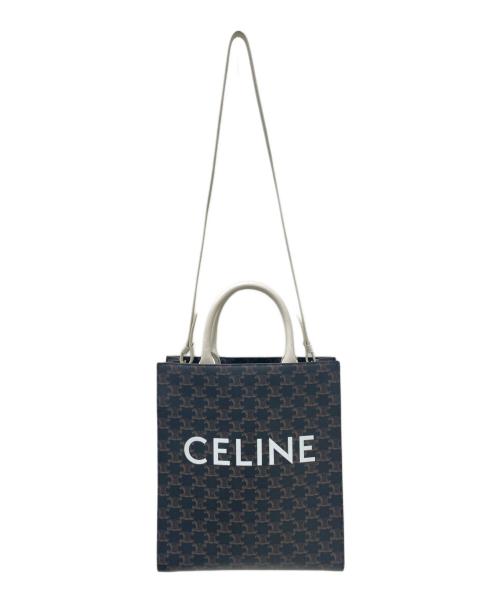 CELINE（セリーヌ）CELINE (セリーヌ) スモール バーティカル カバ ブラウン×ホワイト サイズ:スモールの古着・服飾アイテム