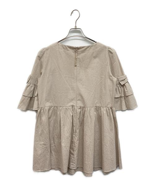 TO BE CHIC（トゥービーシック）TO BE CHIC (トゥービーシック) コットンギンガムチェック チュニックブラウス ベージュ サイズ:40の古着・服飾アイテム