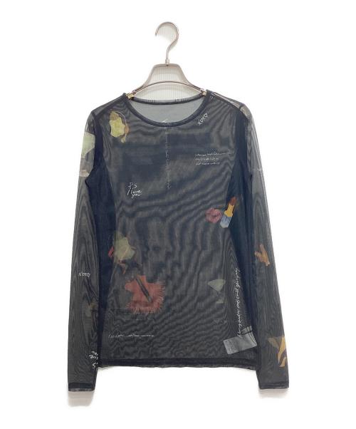 Ameri（アメリ）AMERI (アメリ) LITTLE FUNNY FACE (リトルファニーフェイス) SHEER TOP ブラック サイズ:FREEの古着・服飾アイテム