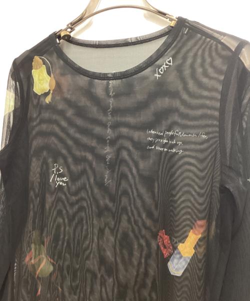 Ameri（アメリ）AMERI (アメリ) LITTLE FUNNY FACE (リトルファニーフェイス) SHEER TOP ブラック サイズ:FREEの古着・服飾アイテム