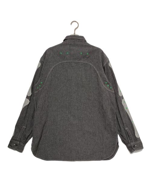 KAPITAL（キャピタル）KAPITAL (キャピタル) 杢シャンブレー 2TONE BONE パッチベンチレーターワークシャツ グレー サイズ:3の古着・服飾アイテム