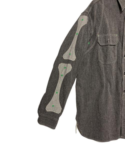 KAPITAL（キャピタル）KAPITAL (キャピタル) 杢シャンブレー 2TONE BONE パッチベンチレーターワークシャツ グレー サイズ:3の古着・服飾アイテム