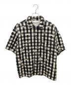 NEON SIGNネオンサイン）の古着「Glitch Gingham Wide Shirts」｜ブラック×アイボリー