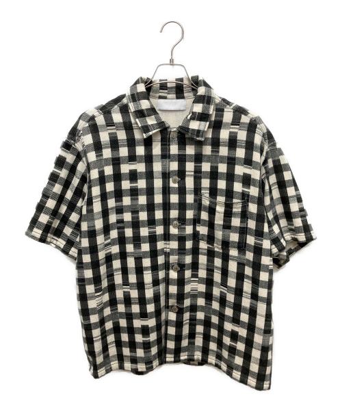 NEON SIGN（ネオンサイン）NEON SIGN (ネオンサイン) Glitch Gingham Wide Shirts ブラック×アイボリー サイズ:48の古着・服飾アイテム