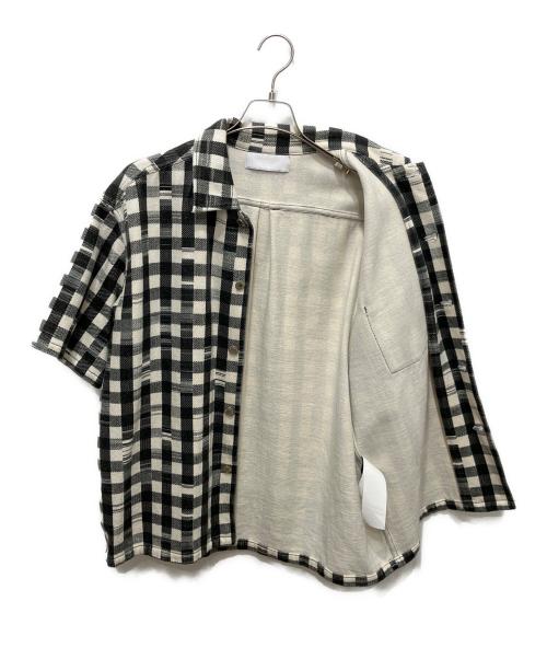 NEON SIGN（ネオンサイン）NEON SIGN (ネオンサイン) Glitch Gingham Wide Shirts ブラック×アイボリー サイズ:48の古着・服飾アイテム