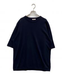 ATON（エイトン）の古着「NATURAL DYE HALF SLEEVE SWEATER」｜ネイビー