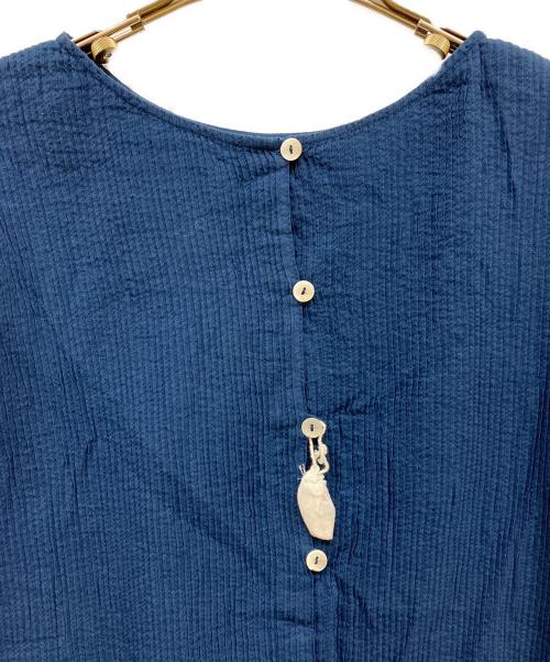 BEARDSLEY（ビアズリー）BEARDSLEY (ビアズリー) カディフルハンドピンタックシャツ ネイビー サイズ:Freeの古着・服飾アイテム