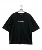 COMME des GARCONS HOMMEコムデギャルソン オム）の古着「綿度詰天竺 製品プリント Tシャツ」｜ブラック