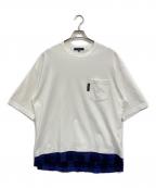 COMME des GARCONS HOMMEコムデギャルソン オム）の古着「綿度詰天竺胸ポケットTシャツ」｜ホワイト×ブルー