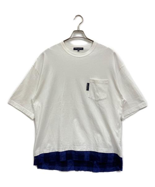 COMME des GARCONS HOMME（コムデギャルソン オム）COMME des GARCONS HOMME (コムデギャルソン オム) 綿度詰天竺胸ポケットTシャツ ホワイト×ブルー サイズ:Sの古着・服飾アイテム