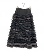 la belle etudeラベルエチュード）の古着「ランダムギャザーティアードフリル2WAYスカート」｜ブラック