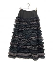 la belle etude（ラベルエチュード）の古着「ランダムギャザーティアードフリル2WAYスカート」｜ブラック