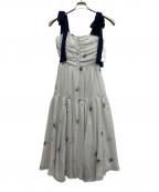 Snidelスナイデル）の古着「プリントショルダーリボンワンピース」｜ブルー