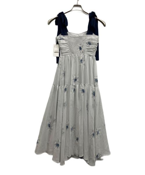 Snidel（スナイデル）Snidel (スナイデル) プリントショルダーリボンワンピース ブルー 未使用品の古着・服飾アイテム