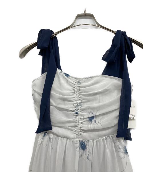 Snidel（スナイデル）Snidel (スナイデル) プリントショルダーリボンワンピース ブルー 未使用品の古着・服飾アイテム