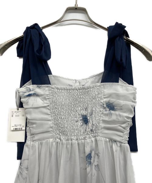 Snidel（スナイデル）Snidel (スナイデル) プリントショルダーリボンワンピース ブルー 未使用品の古着・服飾アイテム