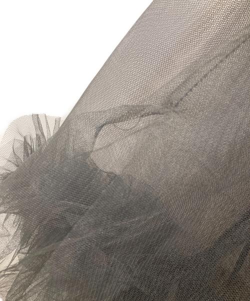 la belle etude（ラベルエチュード）la belle Etude (ラベルエチュード) VネックボリュームチュールギャザーハーフスリーブTOPS ブラック サイズ:FREEの古着・服飾アイテム