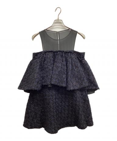 中古・古着通販】sheller (シェリエ) sheer tweed ruffle mini dress