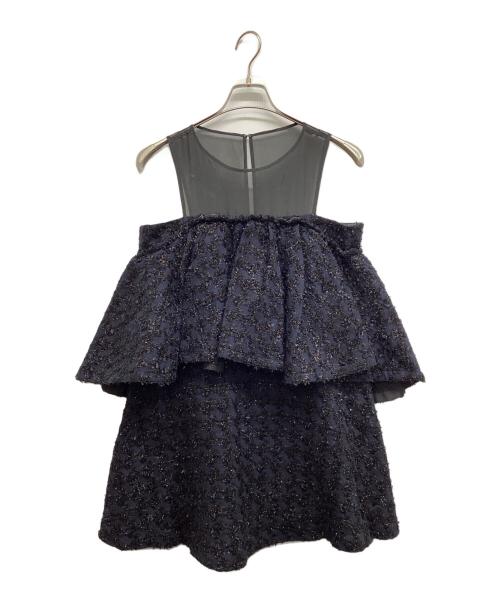 sheller（シェリエ）sheller (シェリエ) sheer tweed ruffle mini dress ネイビー サイズ:Freeの古着・服飾アイテム