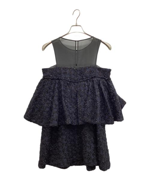sheller（シェリエ）sheller (シェリエ) sheer tweed ruffle mini dress ネイビー サイズ:Freeの古着・服飾アイテム