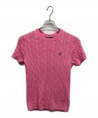 POLO RALPH LAURENポロ・ラルフローレン）の古着「ケーブルショートスリーブニット」｜ピンク